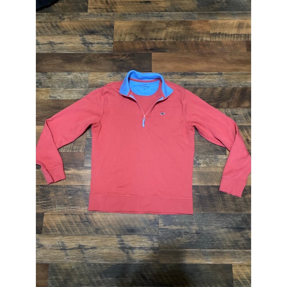 Vineyard Vines 1/4 Zip Pullover Size Medium M Pink 100% Pima Cotton Stretch Moc